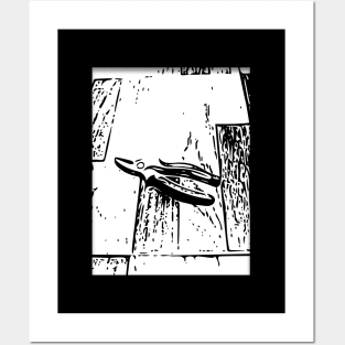 Black and white design pliers on the floor Posters and Art